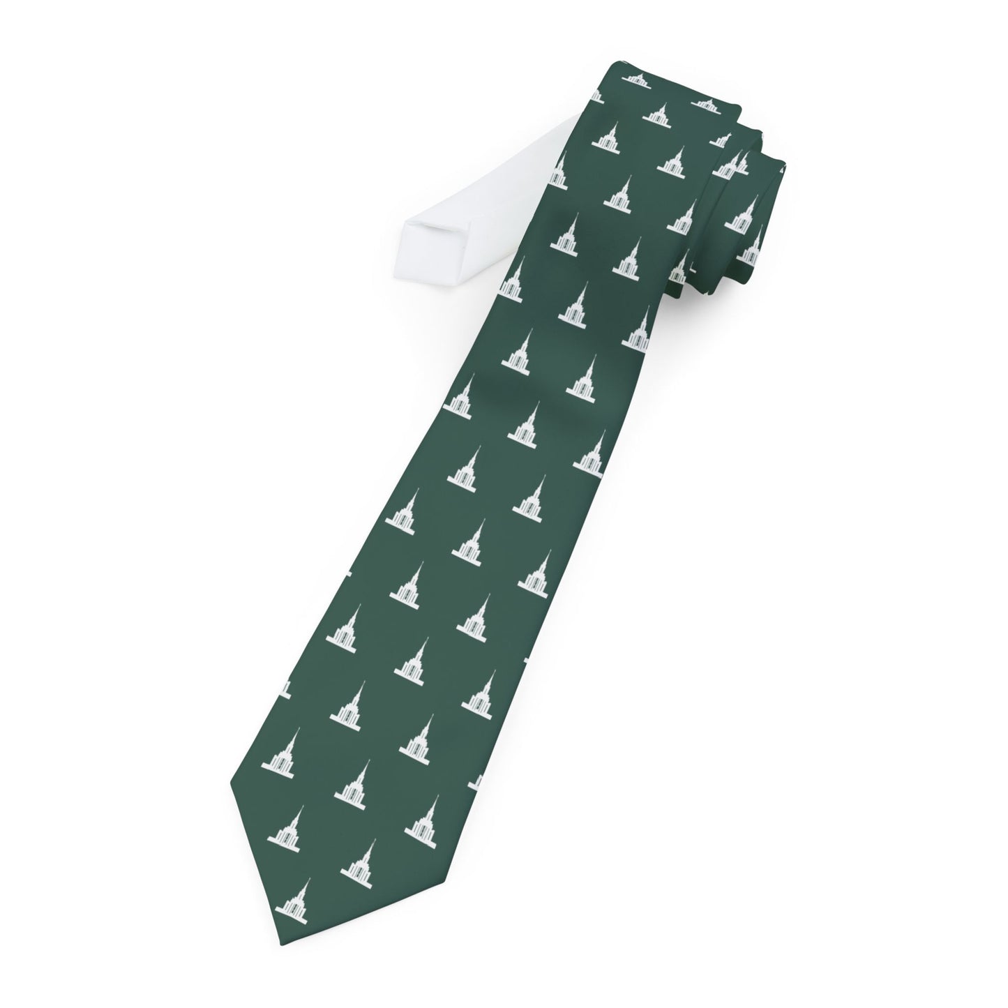 Oquirrh Mountain Utah Temple Tie - Dark Green