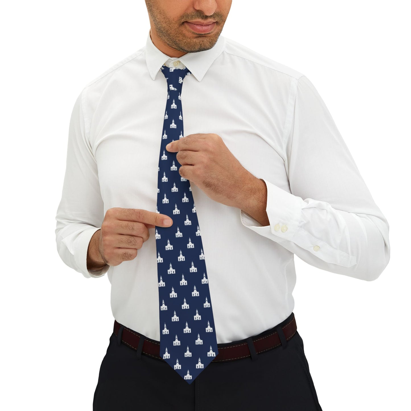 Feather River California Temple Tie - Dark Blue