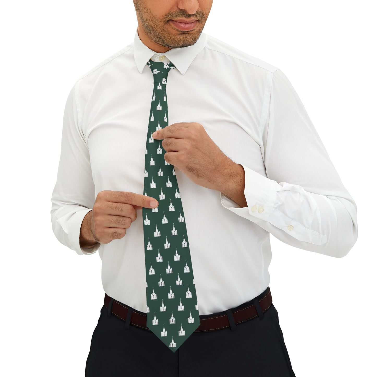 Brigham City Utah Temple Tie - Dark Green